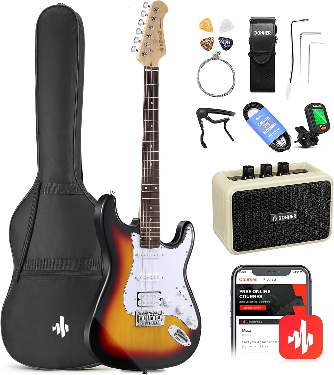 Donner DST-100S Electric Guitar Pack - Sunburst