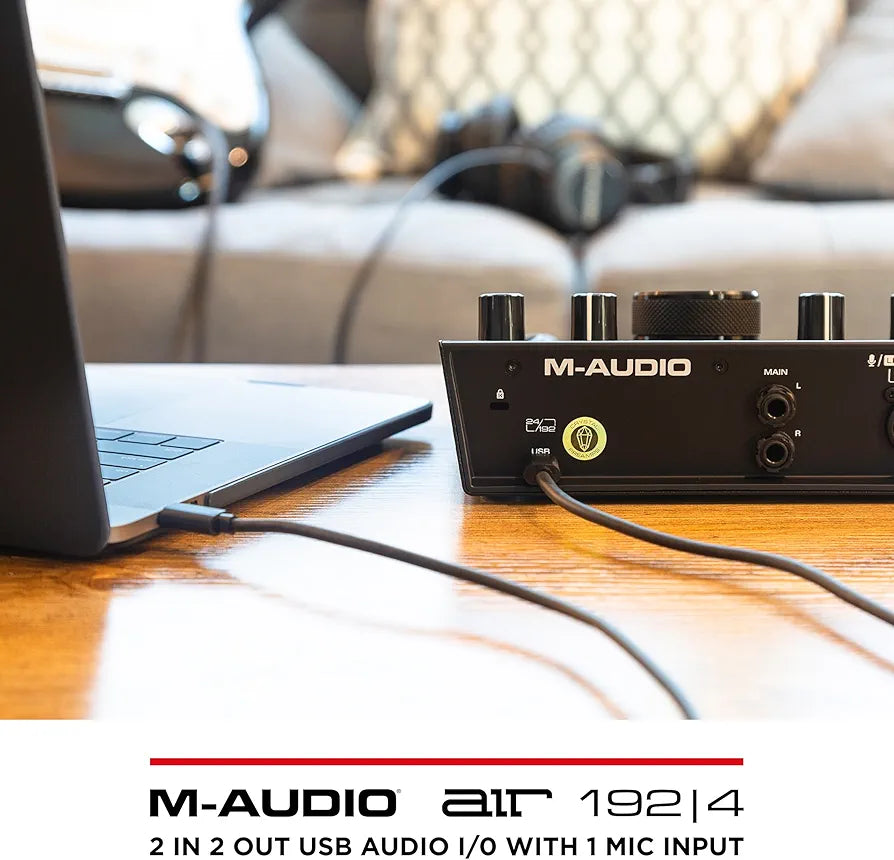 M-Audio AIR 192x4 USB C Audio Interface for Recording, Podcasting, Streaming with Studio Quality Sound, 1 XLR in and Music Production Software