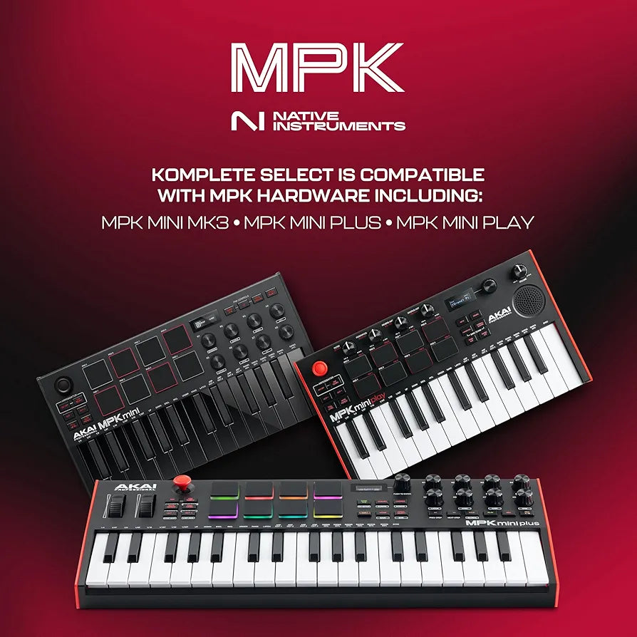 Akai Professional MPK Mini MK3 - 25 Key USB MIDI Keyboard Controller With 8 Backlit Drum Pads, 8 Knobs, Music Production Software and Native Instruments Sound Package , Black