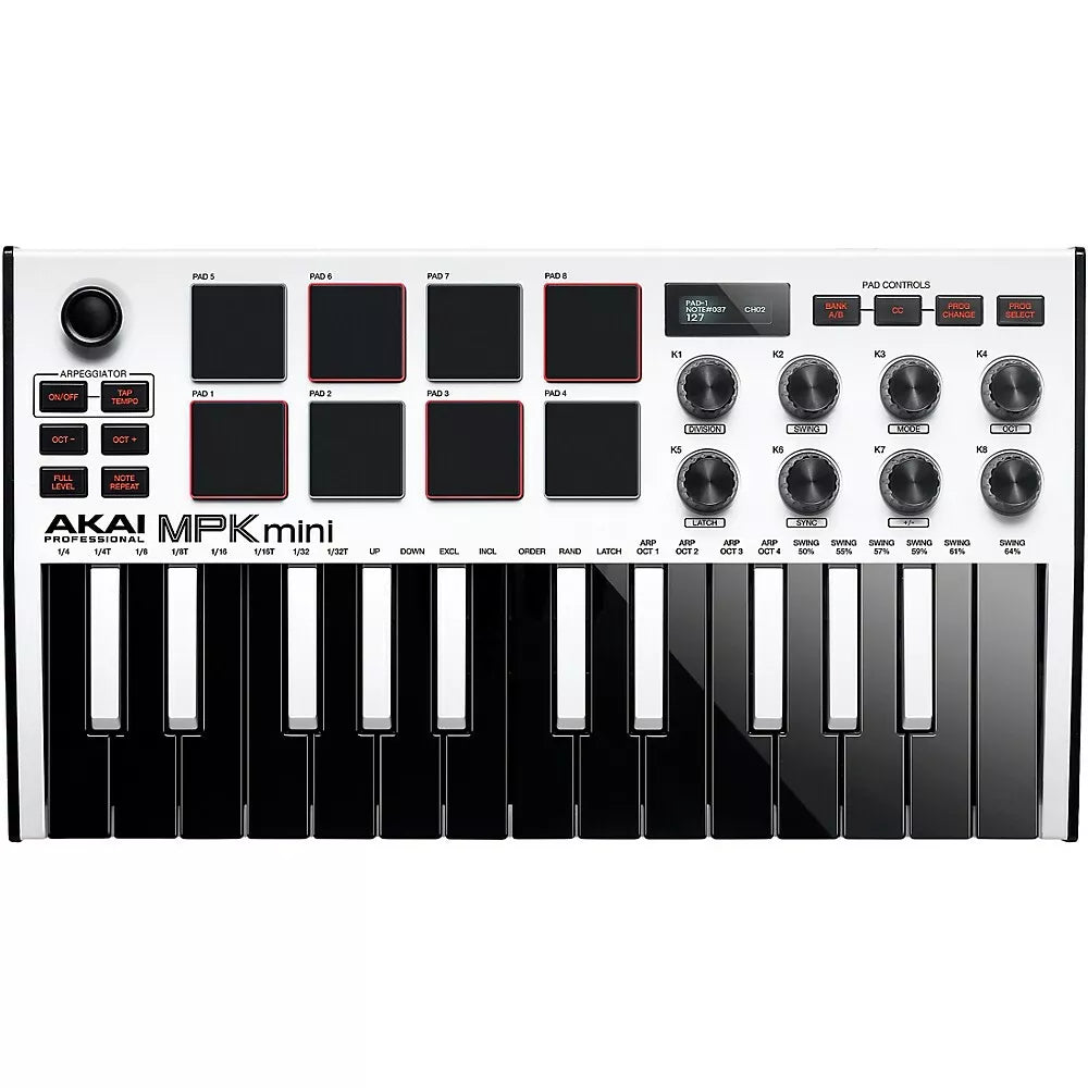 Akai Pro MPK Mini MK3 - 25 Key USB MIDI Keyboard Controller (White Special Edition)