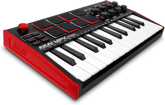 Akai Professional MPK Mini MK3 - 25 Key USB MIDI Keyboard Controller With 8 Backlit Drum Pads, 8 Knobs, Music Production Software and Native Instruments Sound Package 
