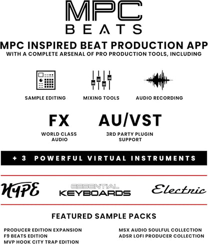 Akai Professional MPK Mini MK3 - 25 Key USB MIDI Keyboard Controller With 8 Backlit Drum Pads, 8 Knobs, Music Production Software and Native Instruments Sound Package , Black