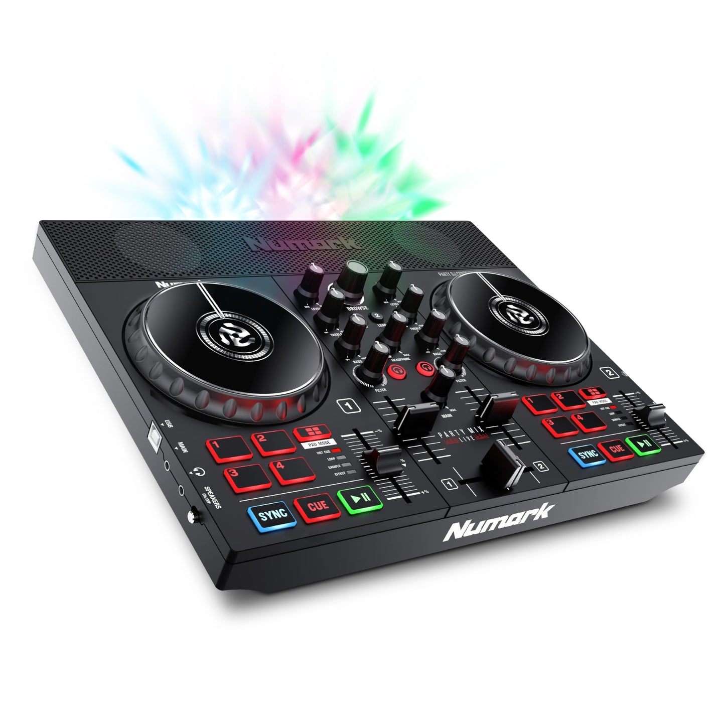 Numark Party Mix II Controller Set for Beginners with Built-in Party Lights Mixer for Serato DJ Lite
