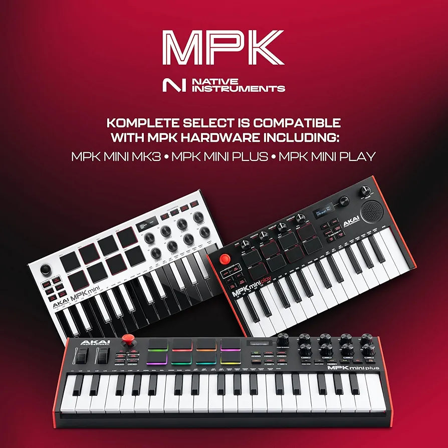 Akai Professional MPK Mini MK3 - 25 Key USB MIDI Keyboard Controller With 8 Backlit Drum Pads, 8 Knobs, Music Production Software and Native Instruments Sound Package , White