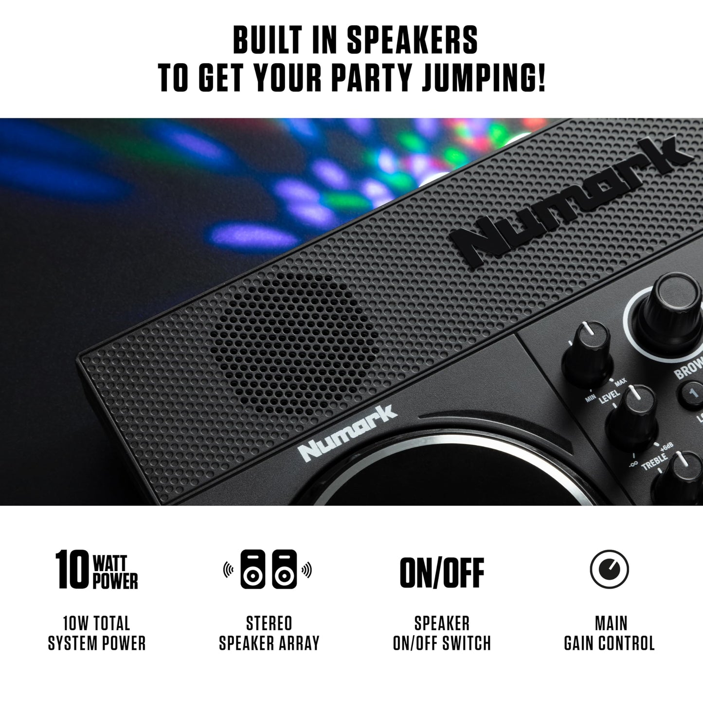 Numark Party Mix II Controller Set for Beginners with Built-in Party Lights Mixer for Serato DJ Lite