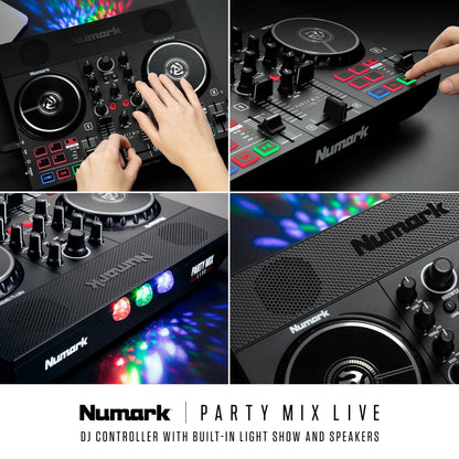 Numark Party Mix II Controller Set for Beginners with Built-in Party Lights Mixer for Serato DJ Lite