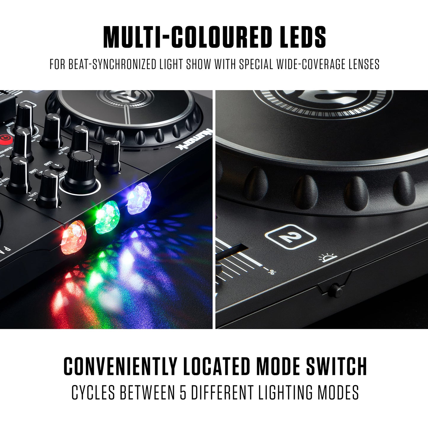 Numark Party Mix II Controller Set for Beginners with Built-in Party Lights Mixer for Serato DJ Lite