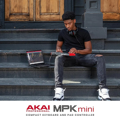 Akai Professional MPK Mini MK3 - 25 Key USB MIDI Keyboard Controller With 8 Backlit Drum Pads, 8 Knobs, Music Production Software and Native Instruments Sound Package 