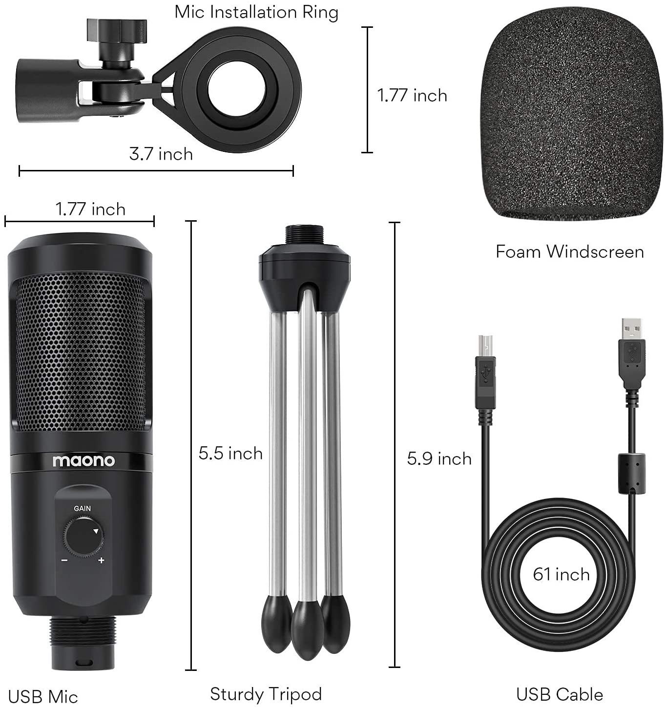 Maono AU-PM461TR USB Podcasting Microphone