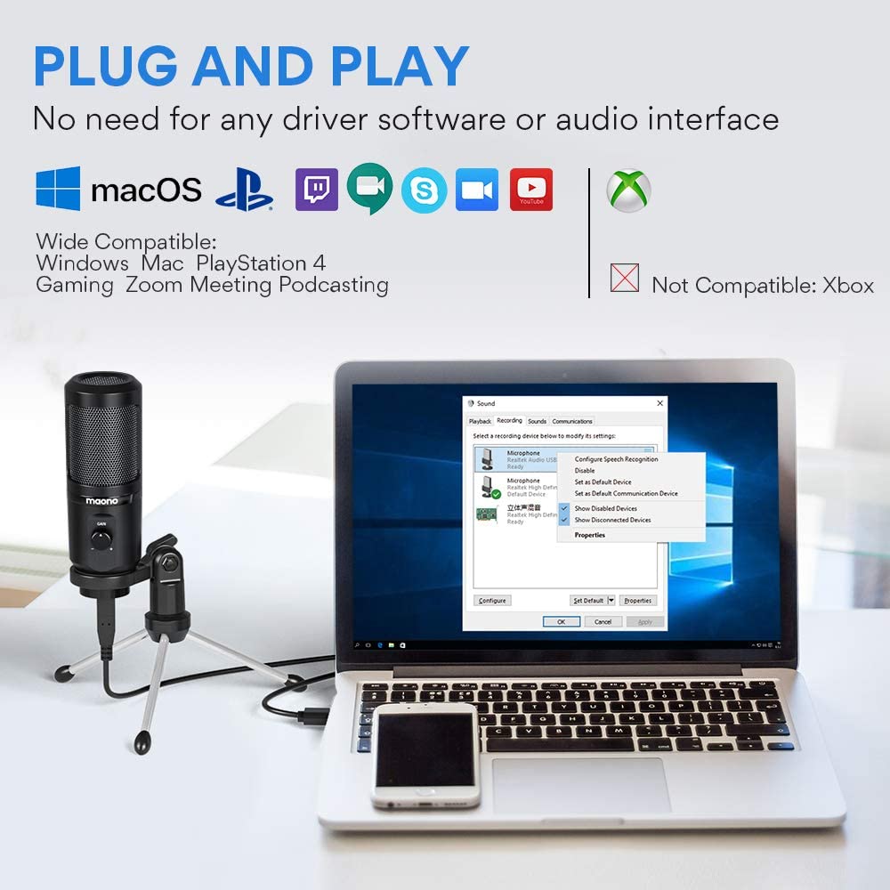 Maono AU-PM461TR USB Podcasting Microphone