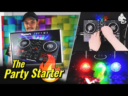 Numark Party Mix II Controller Set for Beginners with Built-in Party Lights Mixer for Serato DJ Lite